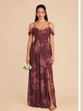 Birdy Grey Devin Dress Chiffon Sangria Whimsical Blooms Size XL